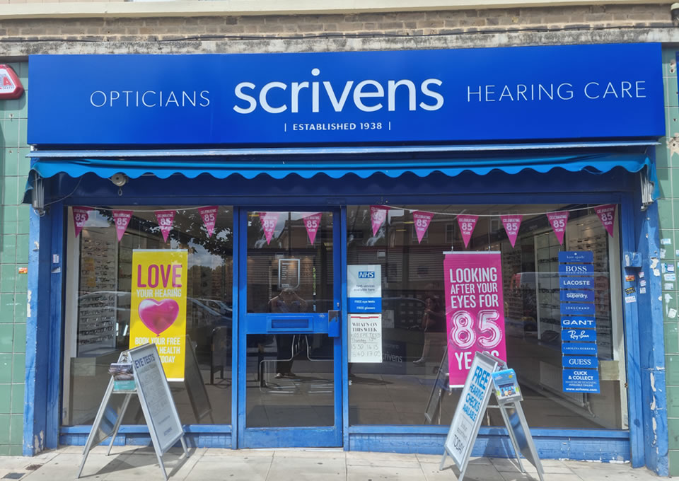 Chigwell scrivens opticans shop front 1