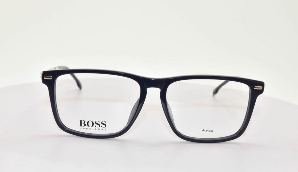 black framed BOSS glasses