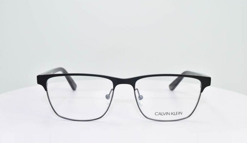 black framed calvin klein glasses
