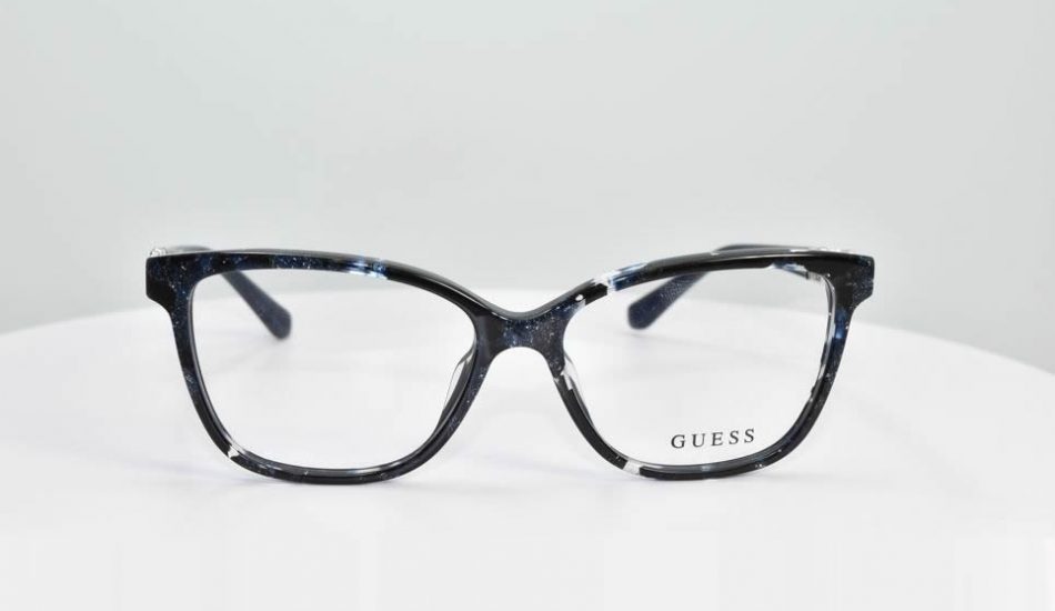 black patterned framed guess glasses