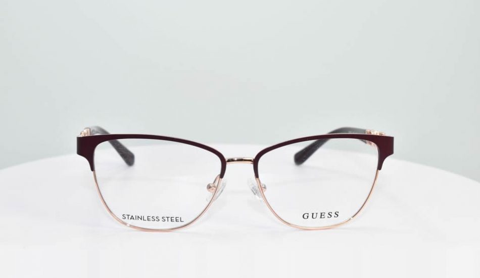 rose gold framed guess glasses stainless steel