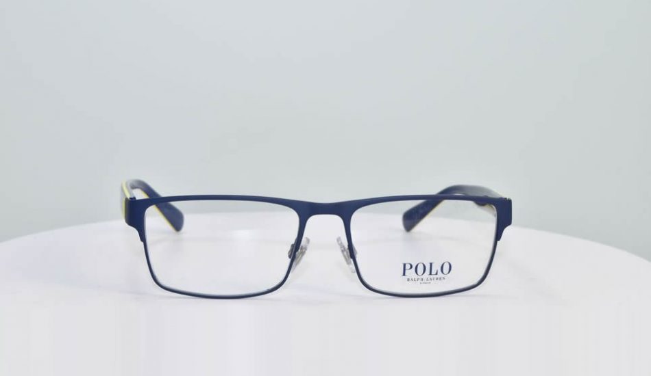 thin framed blue Ralph Lauren glasses