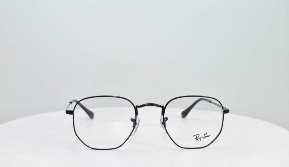 black framed thin glasses