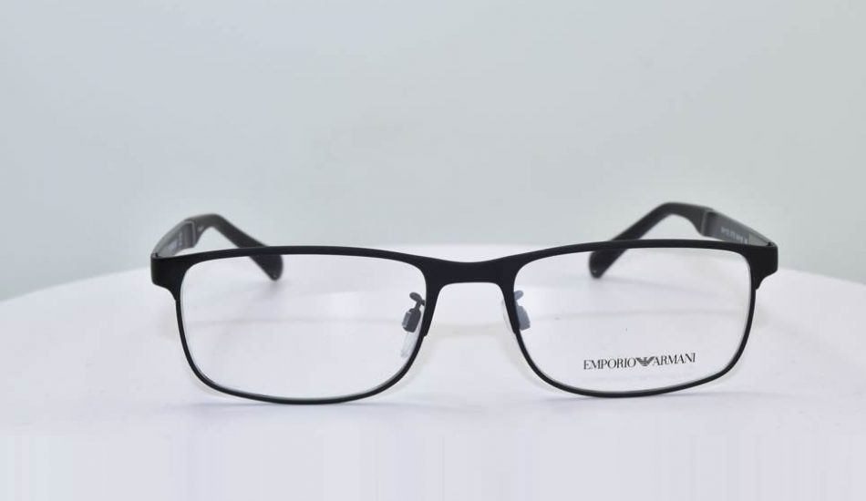 black framed glasses