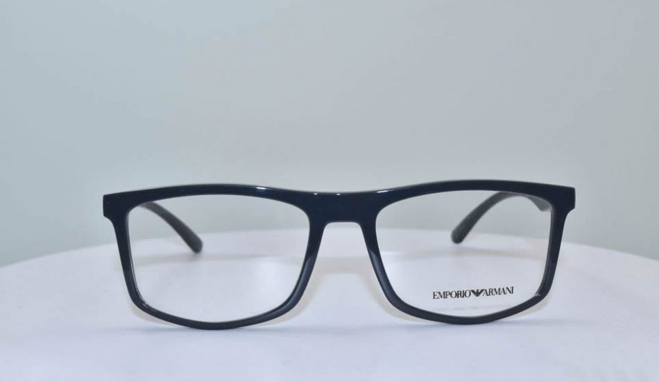 front angle of black framed Emporio Armani glasses