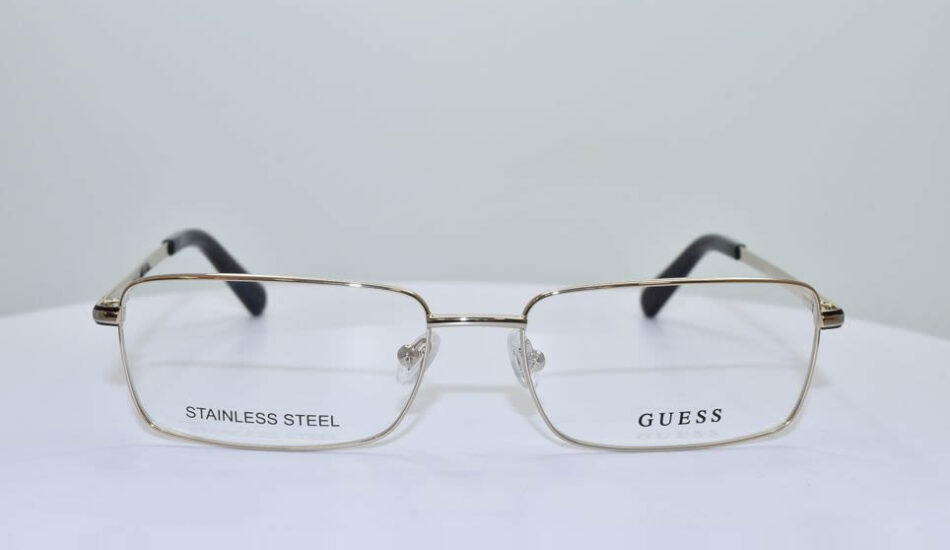 thin gold framed stainless steel GUESS glasses