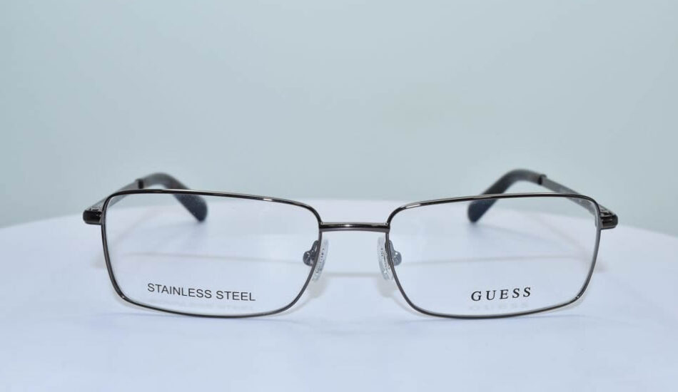 thin stainless steel framed GUESS glasses