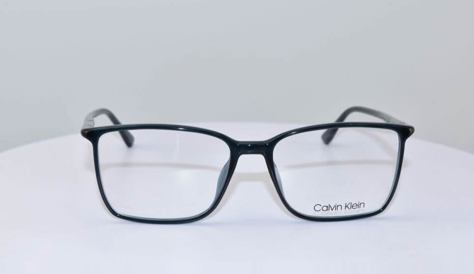 black framed calvin klein glasses