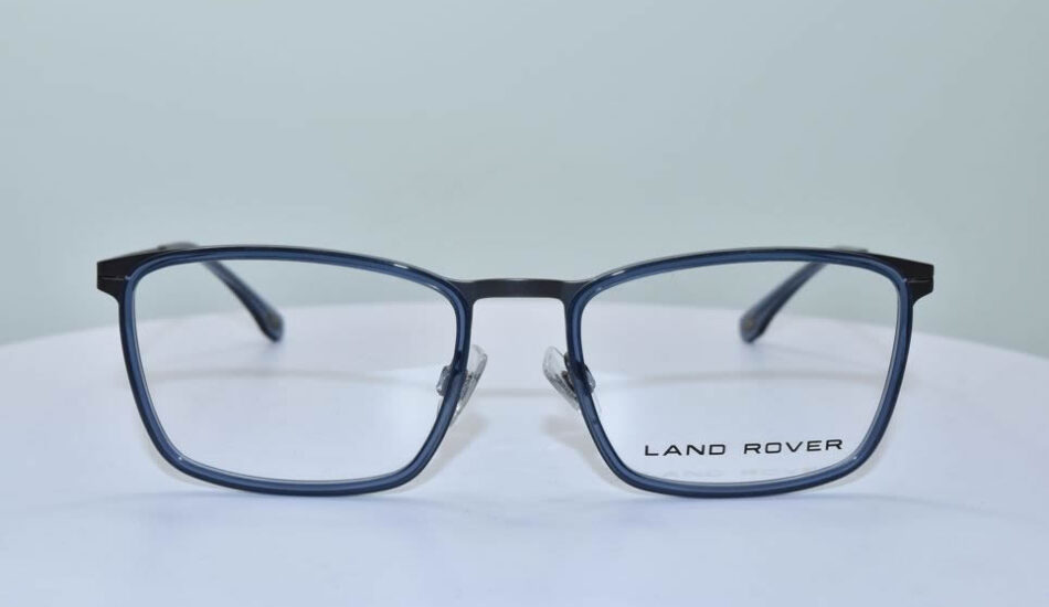 blue framed land rover glasses