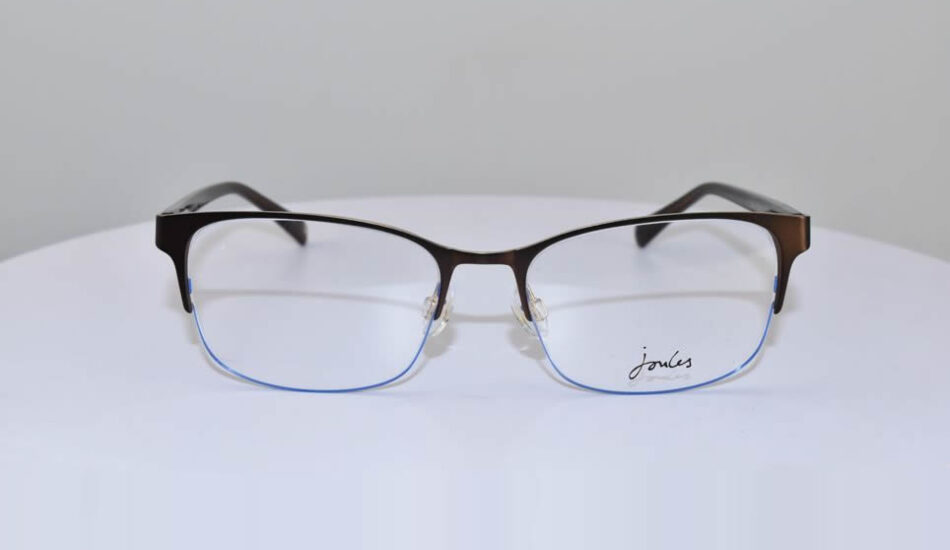 blue pattered framed glasses