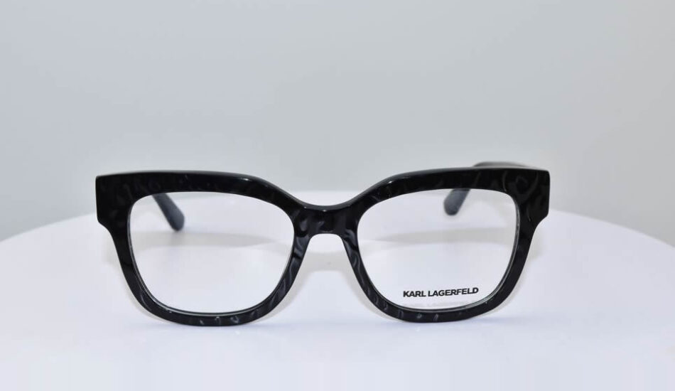 thick black framed karl lagerfeld glasses