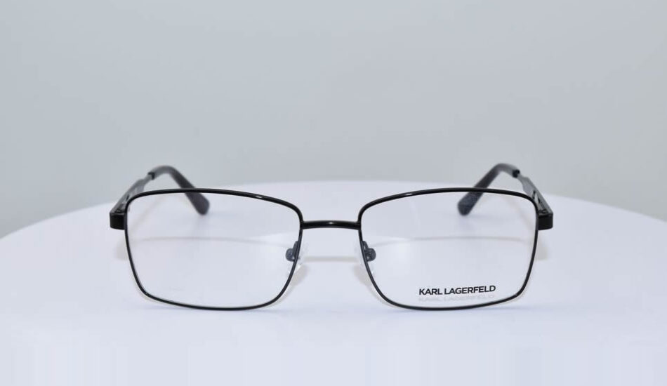 black thin framed karl lagerfeld glasses