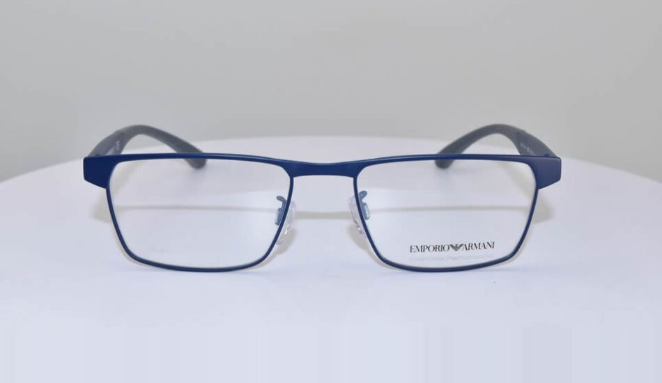 blue framed emporio armani glasses