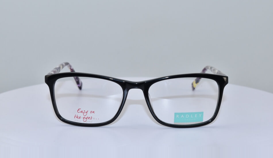front angle of black framed Radley glasses