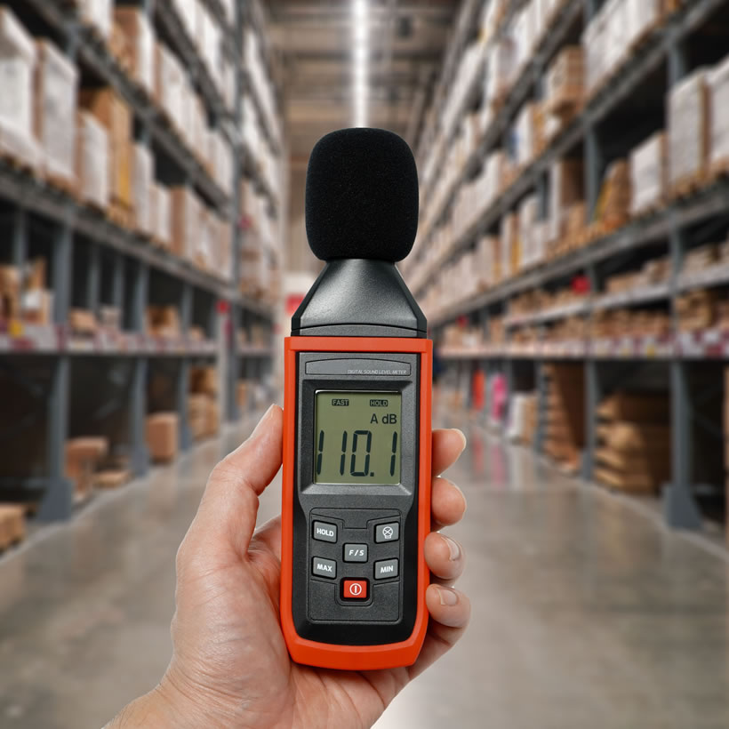 Audio meter in a warehouse