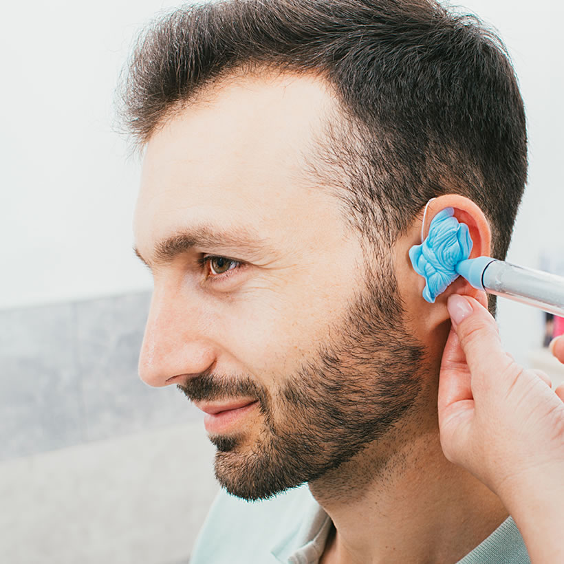 Man having ear impressions made