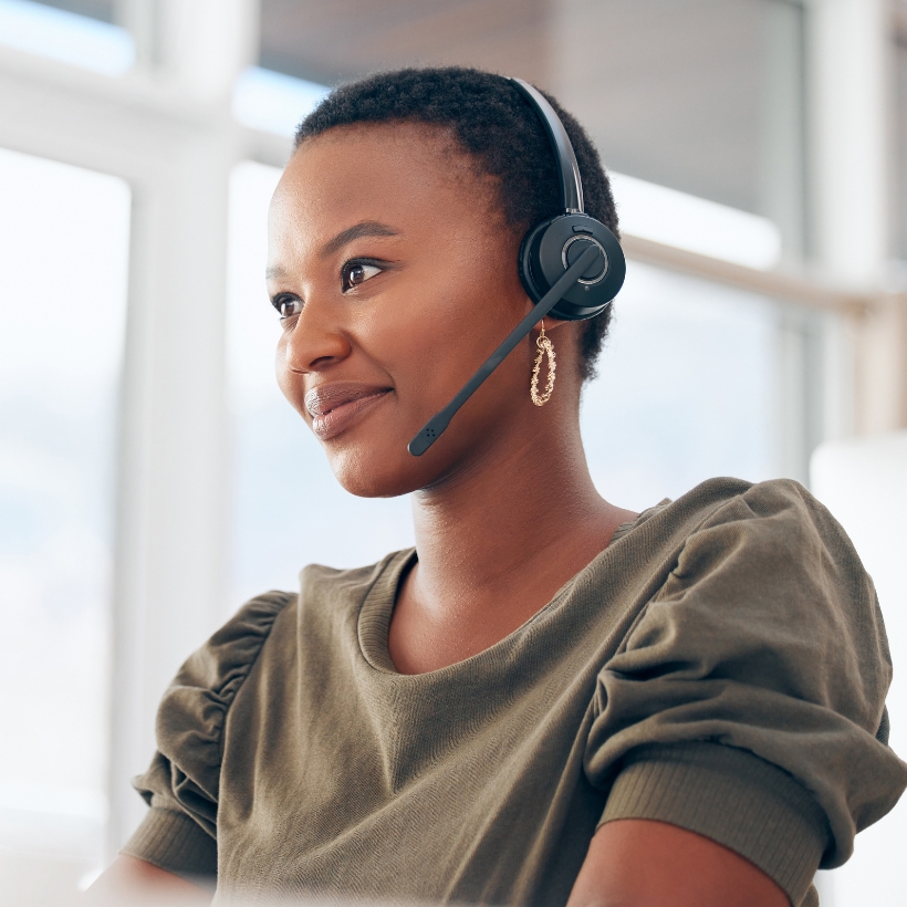 Lady with headset on